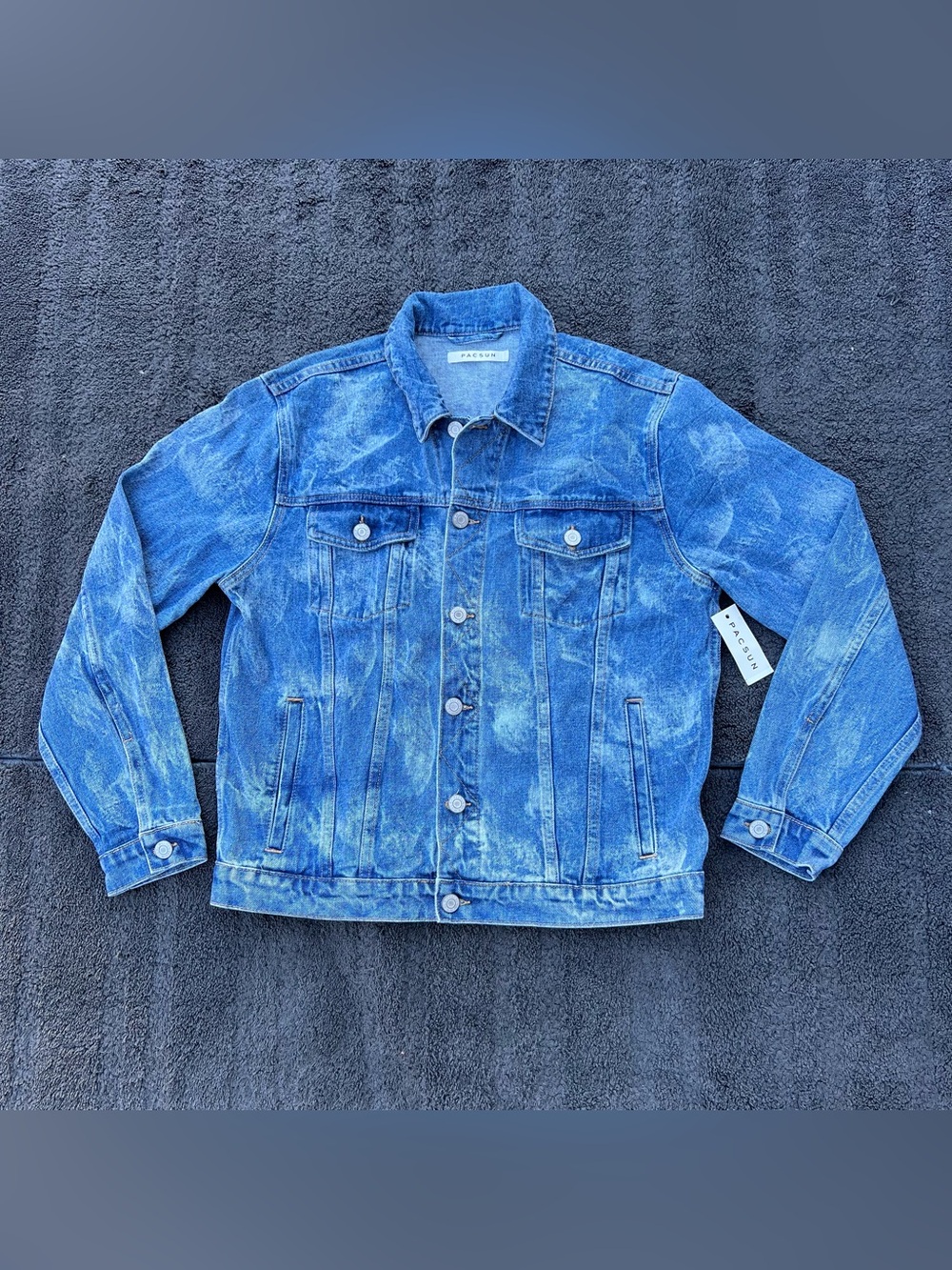NEW PACSUN Men's Marble Acid Wash Denim Jean Jacket
